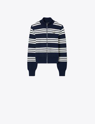 Tory Sport Tory Burch Striped Viscose Track Jacket In Tory Navy City Stripe