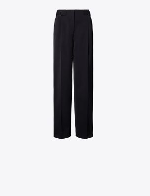 Shop Tory Burch Wool And Cotton Pant In Night Shadow