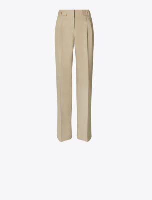 Tory Burch Wool Pant In Silver Taupe