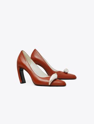 Tory Burch Pierced Xl Pump In Sienna Red
