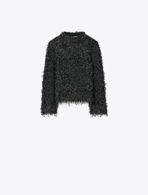 Shop Tory Burch Sequined Wool Sweater In Black