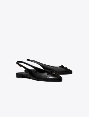 Tory Burch Cap-toe Slingback In Perfect Black/perfect Black