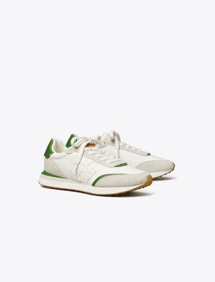 Tory Burch Destiny Trainer In White/purity/pale Green