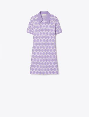Tory Burch Bouclé Polo Dress In Crisp Lavender/soft White