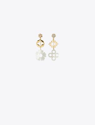 Tory Burch Kira Clover Earring In Tory Gold/mother Of Pearl