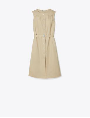 Tory Burch Cotton Poplin Dress In Tortora