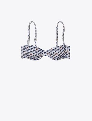 Tory Burch Printed Underwire Bikini Top In Blue Candy Dots