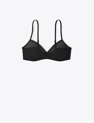 Tory Burch Mesh Bikini Top In Black/black