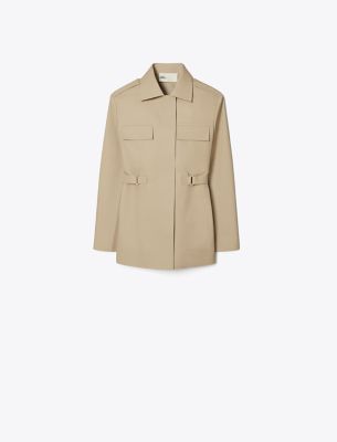 Shop Tory Burch Canvas Jacket In Silver Taupe