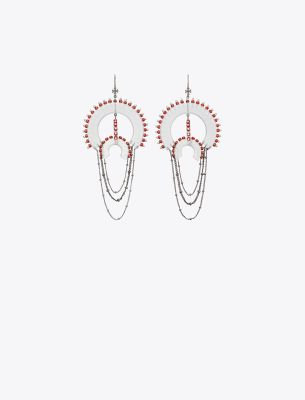 Tory Burch Bead And Resin Chandelier Earrings In Black/clear