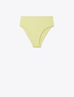 Tory Burch Smocked High-leg High-waisted Bikini Bottom In Lumen
