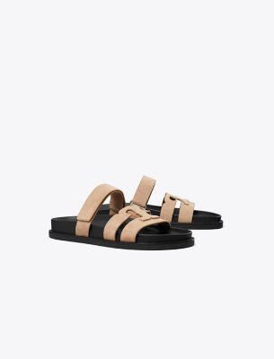 Tory Burch Ines Slides In Malva/perfect Black