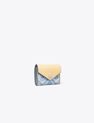 TORY BURCH T MONOGRAM DENIM SMALL ENVELOPE WALLET 
