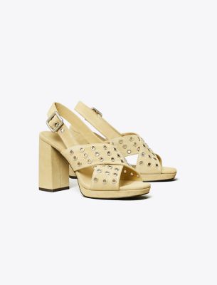 Tory Burch Cross-band Heeled Sandal In Brown