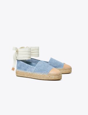 Tory Burch Cap-toe Espadrille In Blue Cloud/brushed Almond