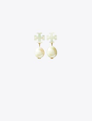 Tory Burch Kira Mother Of Pearl Drop Earring In Tory Gold/mother Of Pearl
