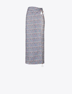Tory Burch Printed Silk Pareo In Blue
