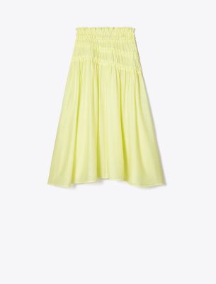Tory Burch Smocked Viscose Skirt In Lumen
