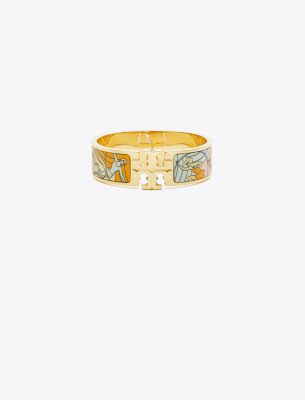 Tory Burch Kira Enamel Wide Bangle In Gold