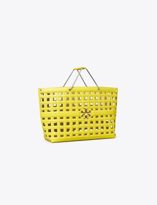 Tory Burch Ella Embossed Market Tote In Yellow Daisy