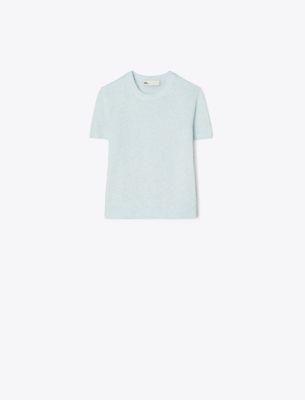 Tory Burch Cashmere Silk T-shirt In Soft Dewdrop