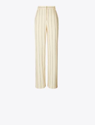 Shop Tory Burch Striped Cotton Wide-leg Pant