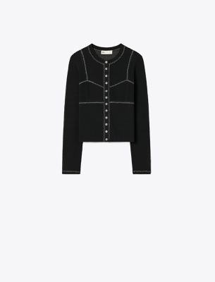Tory Burch Cotton And Nylon Mesh Cardigan