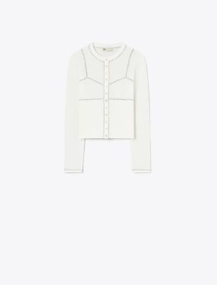Tory Burch Cotton And Nylon Mesh Cardigan