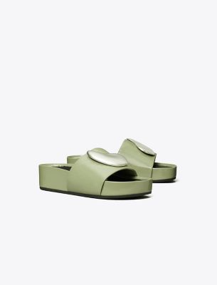 Tory Burch Patos Platform Slide Sandal In Green