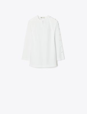 Tory Burch Cotton Poplin Knot Tunic In White