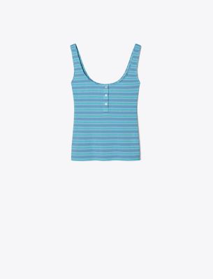 Tory Burch Jersey Striped Tank In Blue Multi Stripe