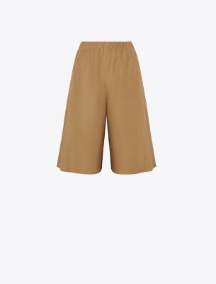 Tory Burch Wool Shorts In Dark Sandalwood