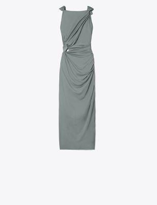 Tory Burch Viscose Knot Dress In Shale Gray