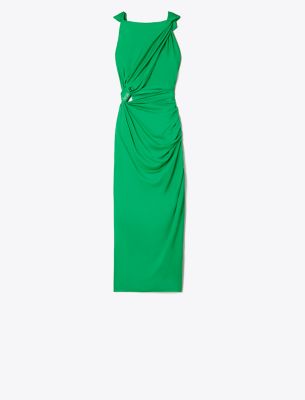 Tory Burch Viscose Knot Dress In Spring Jade