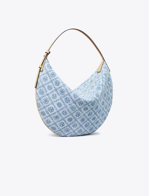 TORY BURCH T MONOGRAM DENIM BALLOON BAG 