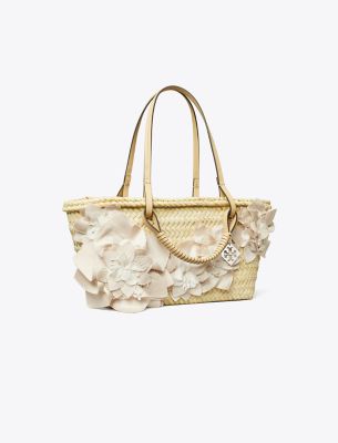 Tory Burch Small Straw Embellished Tote