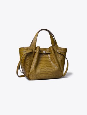 Tory Burch Small Romy Croc-embossed Tote In Brown