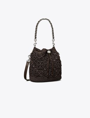 Tory Burch T Monogram Raffia Bucket Bag