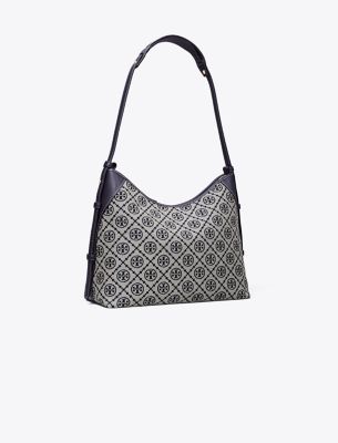 Tory Burch Shoulder Bag With Adaptable Strap And Logo Pattern In Blue