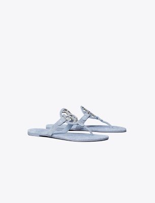 Tory Burch Miller Printed Suede Sandal In Blue Cloud