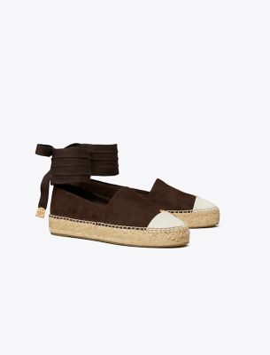 Tory Burch Cap-toe Espadrille In Dark Cocoa/ceramic Taupe