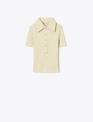 Tory Burch Viscose Ribbed Polo Sweater