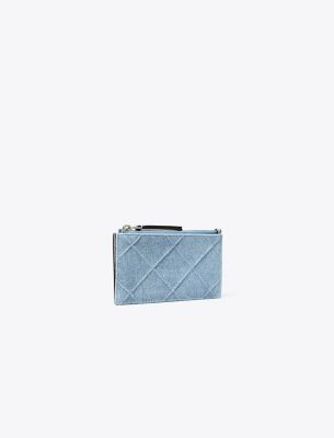 【Tory Burch】FLEMING デニムプリント スエード ZIP Card Case Tory Burch Fleming Denim-print Suede Zip Card Case | ModeSens