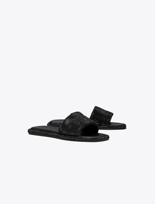 Tory Burch Pavé Double T Burch Slide In Black