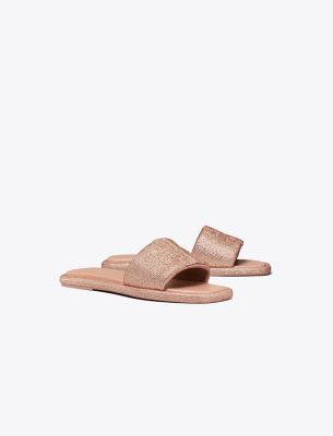 Tory Burch Pavé Double T Burch Slide In Pink