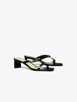 Tory Burch Ring Hardware Slide Sandal In Perfect Black/mint Green/gold