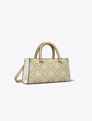 TORY BURCH T MONOGRAM CONTRAST EMBOSSED SMALL EAST-WEST TOTE 