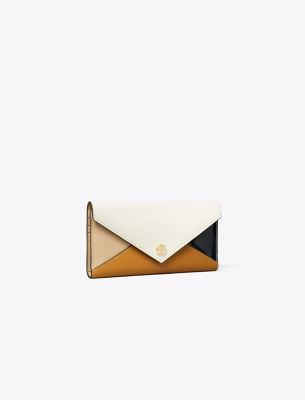 Tory Burch Leather Envelope Wallet In Blanc Multi
