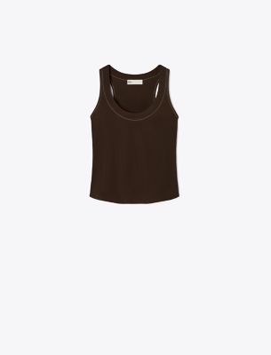 Tory Burch Jersey Tank Top In Brown