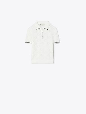 Tory Burch Cotton Lace Polo Top